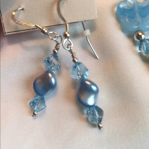 Swarovski crystal blue bracelet earring sterling - Picture 3 of 3